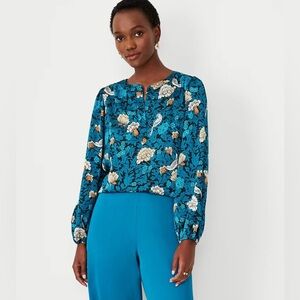 Women’s Ann Taylor Floral Print Shirt Blouse Top New Split Neck NWT Large